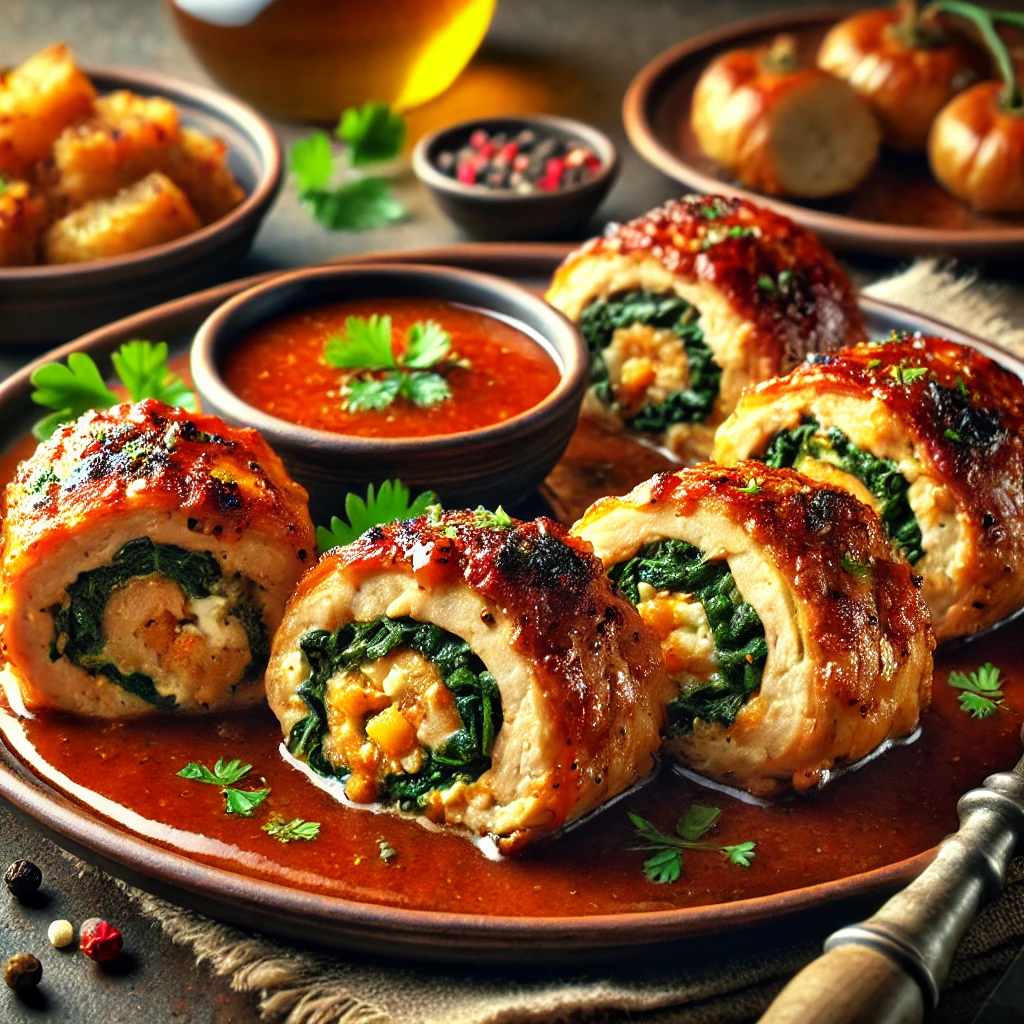 Recept za Sočne Punjene Mesne Rolnice sa Sirom i Spanaćem